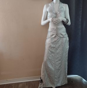 80s silver goddess prom dress size 6